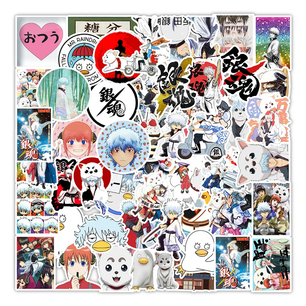 

50Pcs Gintama Spoof Anime Cartoon Stickers For Cosplay Home Table Fridge Luggage Laptop Notebook Vinyl Stickers Label