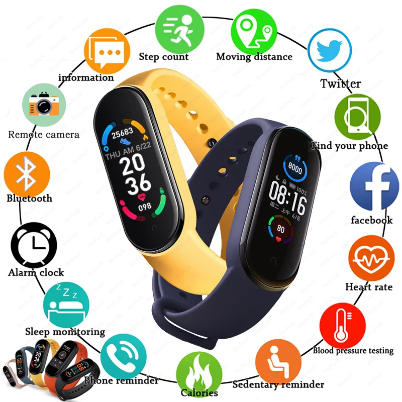 

2021 M6 Band Smart Watch Men Women Bluetooth Smartwatch Heart Rate Fitness Sports Bracelet For Apple Xiaomi Mi Huawei Smartband