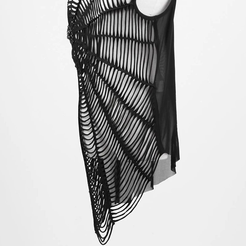 Женская футболка без рукавов черная свободная в стиле панк рок|Майки| |