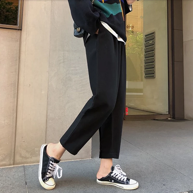 Новый размера плюс кнопка костюм брюки для женщин с высокой талией повседневные