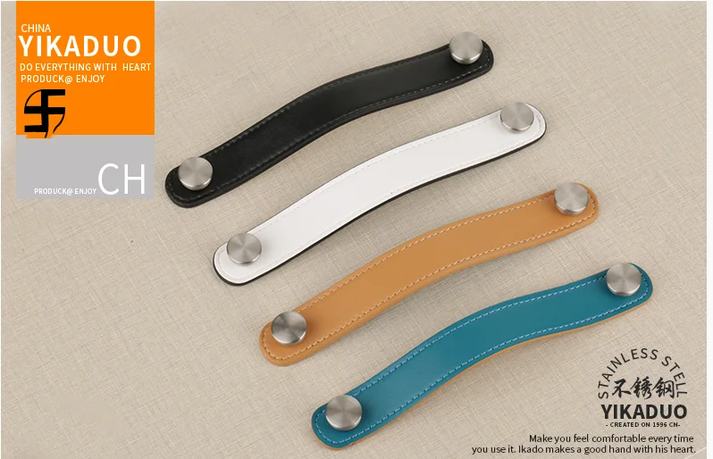 Ручка из мягкой кожи и ручки нержавеющей стали для мебели сундука чемодана с