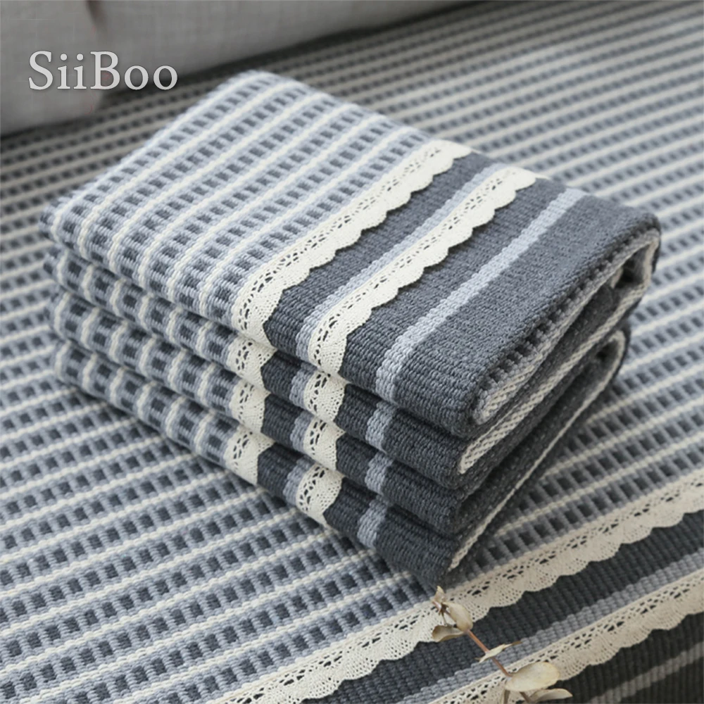 

Modern grey striped sofa cover cotton cloth lace sectional slipcovers canape capa para sofa four season usage SP3605 FREE SHIP