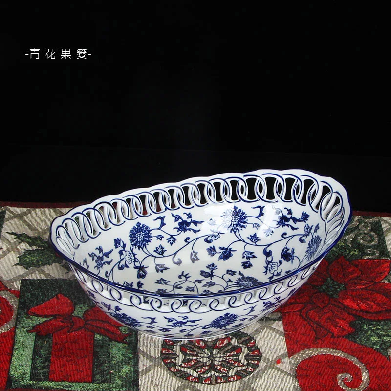 Голубая и белая фотография для гостиной креативная Бытовая корзина фруктов