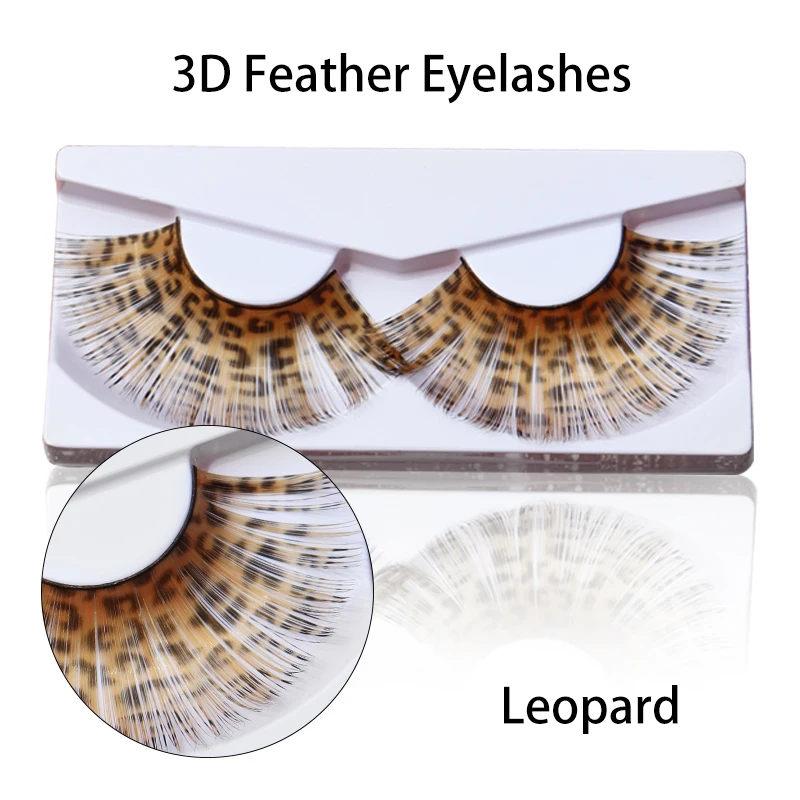 TAOLING Feather False Eyelashes Extension Leopard print Makeup Eye Lashes Halloween Xmas Show Masquerade Exaggerated Lashes