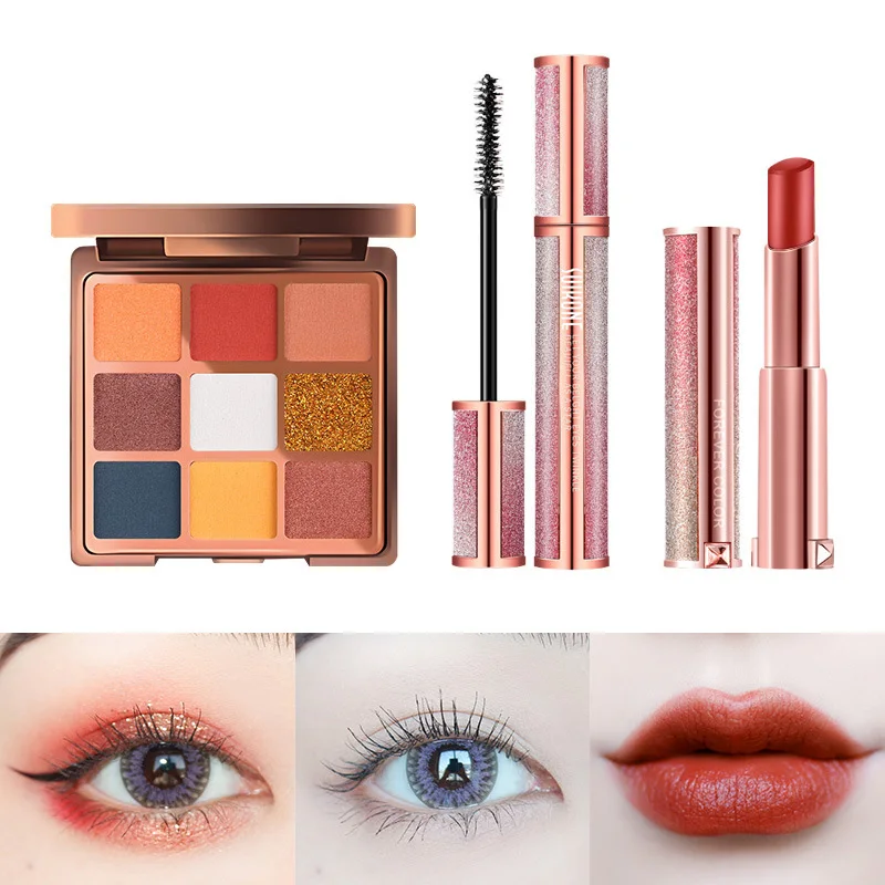 Cosmetics Makeup Set Lipstick Eye Shadow Mascara Full of Beginner Female Students Beauty Make Up Combination | Красота и здоровье