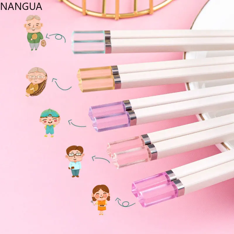 Одна пара палочек для еды из янтарного стекловолокна ярких цветов Нескользящие