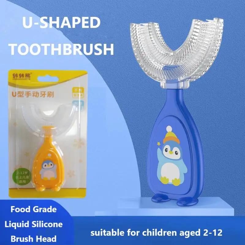 

Baby U-type Toothbrush Manual For Infants And Children 2-12 Years Old Oral Care Soft Bristled 360° Cleaning Brushing Artifacts