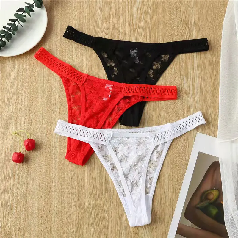 

New women's cotton underwear, low-waist mesh, transparent underwear, women's thong, seamless lace, low-priced women's clothing