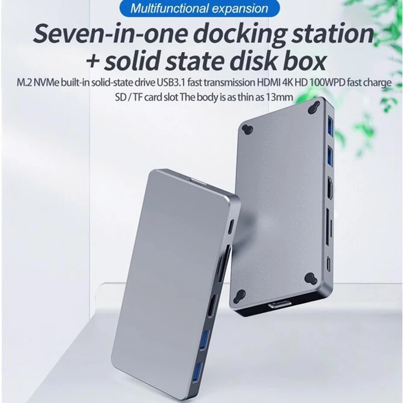 

Док-станция Blueendless 7 в 1 для SSD-накопителей, SD/TF-карт, 4K, HD, 100 Вт