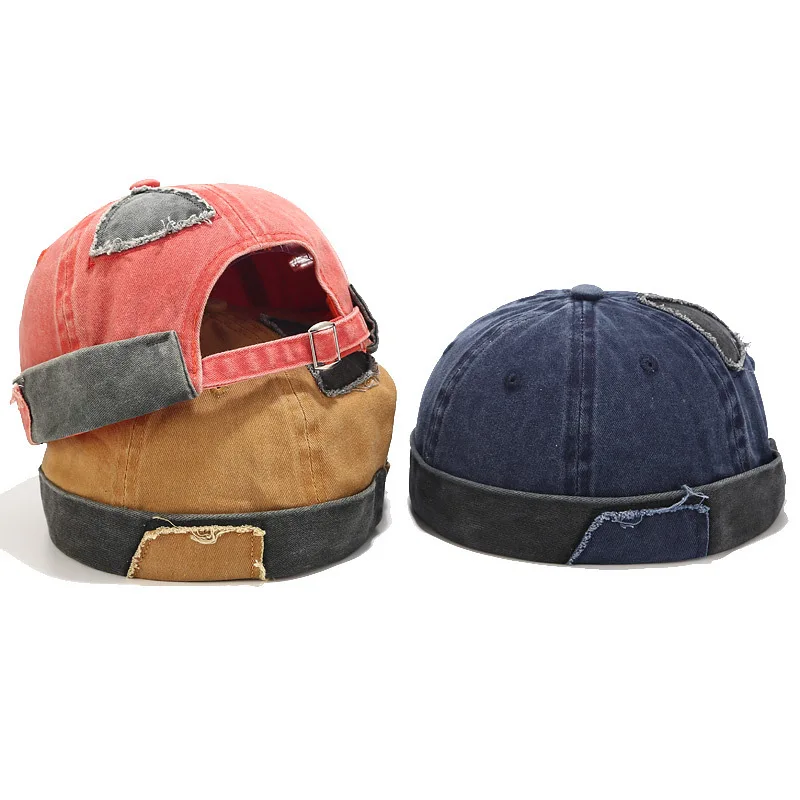 

Beanies Hats For Women Outdoor Trendy Brimless Caps Splicing Hit Color Hat Personality Wild Men Beanie Hat Adjustable Hat Unisex