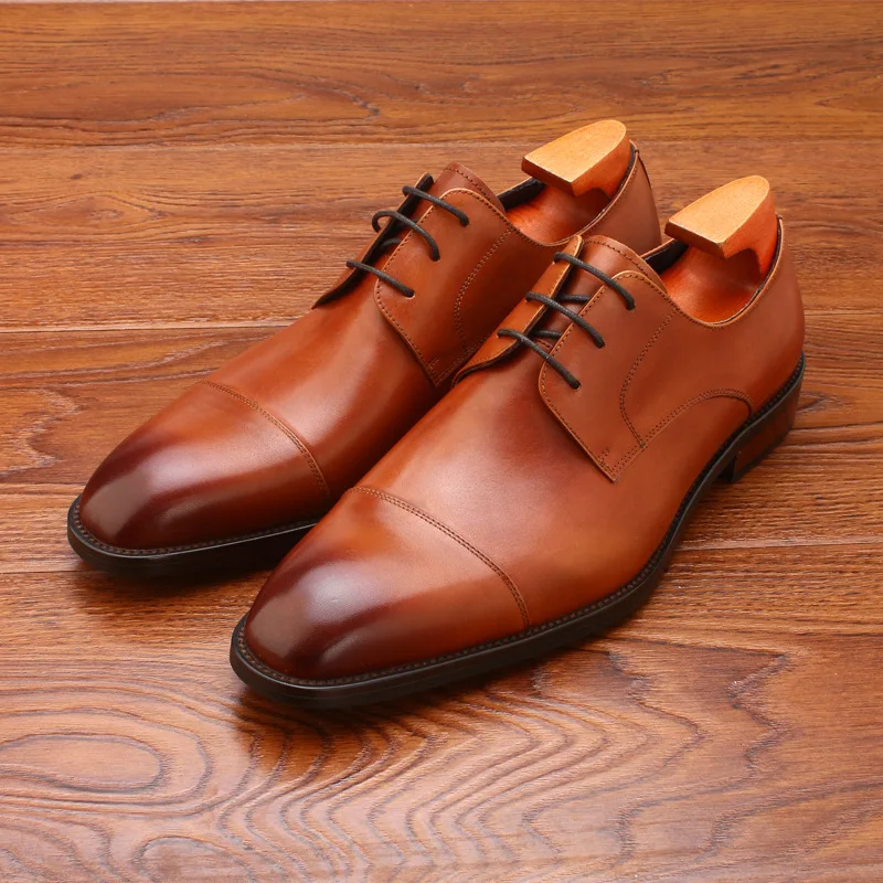 

Fashion Black / Deep Brown Business Dress Shoes Genuine Leather Social Shoes Mens Work Shoes