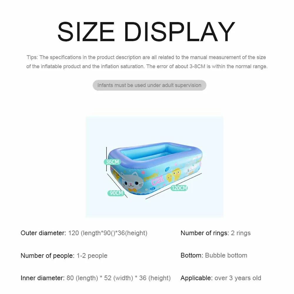 

Kids Inflatable Pool Water Fun Toy Swimming Pool Children Bathing Tub Baby Home Use Paddling Pool Inflatable Square