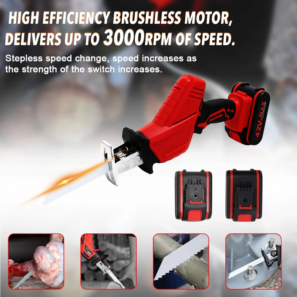 42VF Reciprocating Saws Outdoor Saber Saw with Rechargeable Lithium Battery Portable Cordless Electric Power Tools | Инструменты