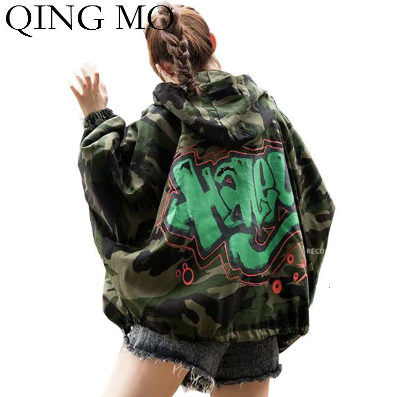 QING MO модная брендовая камуфляжная Женская куртка большие размеры с рукавом