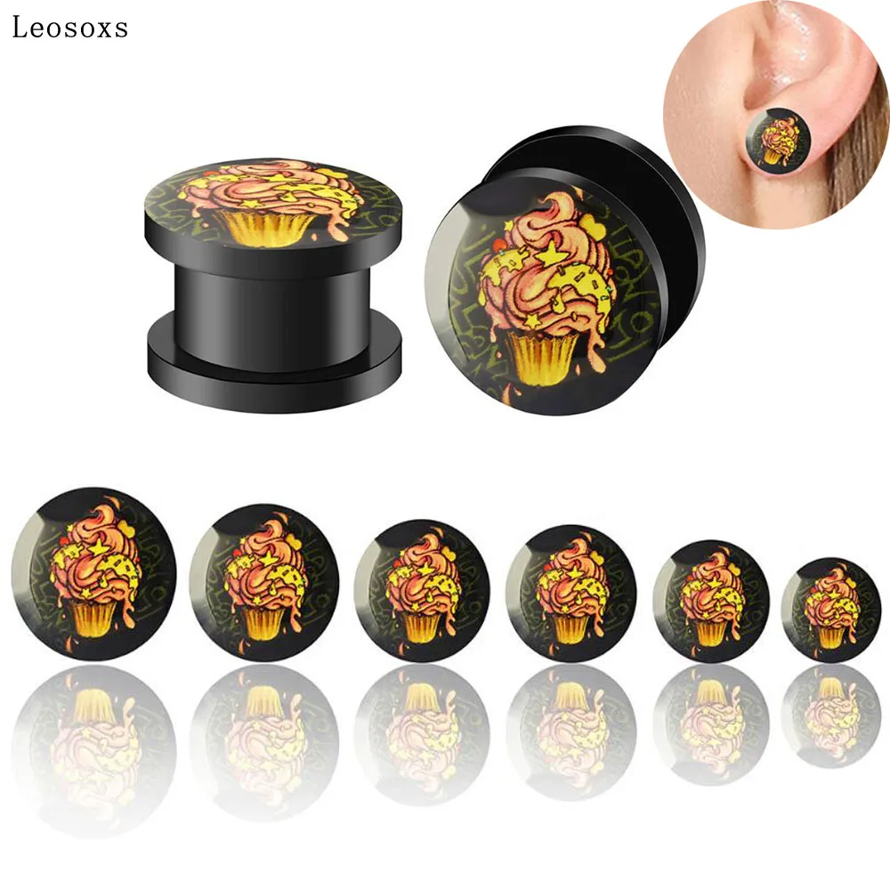 

Leosoxs 2pcs European and American Popular Earrings Acrylic Auricle Ice Cream Ear Expander Human Body Piercing Jewelry