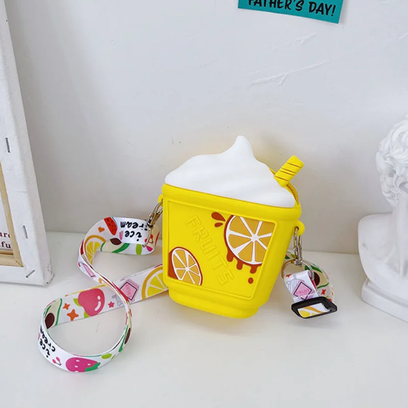 2022 New Cute Girls Ice Cream Children Messenger Bags Baby Wallet Waterproof Silicone Parent-child Bag