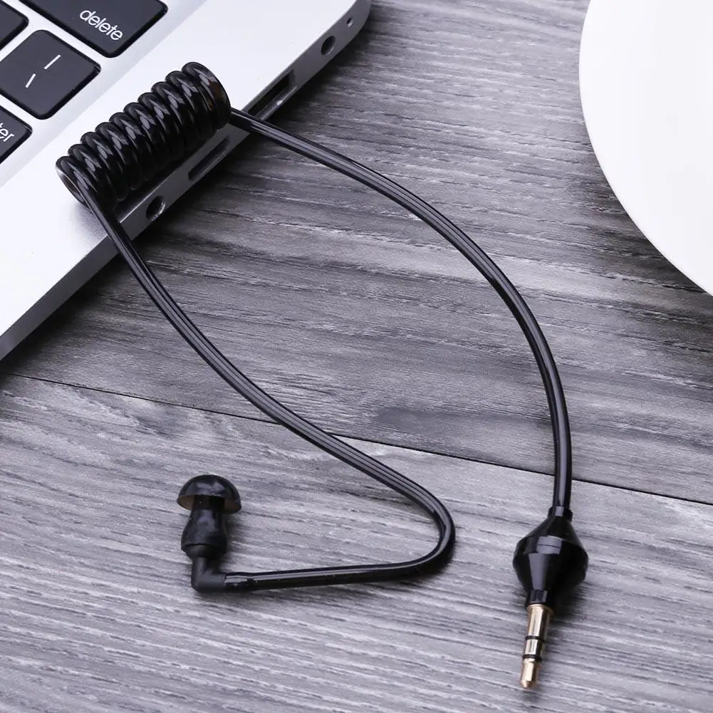3 5mm in ear anti radiation single earphone listening air tube stereo coiled cables mono function earpiece in ear stereo headset free global shipping