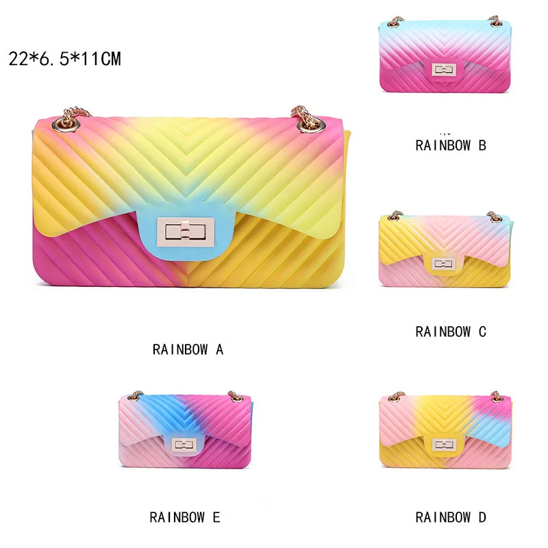 

Female Pink Bag Multicolor Jelly Crossbody Flap Handbags For Women 2021