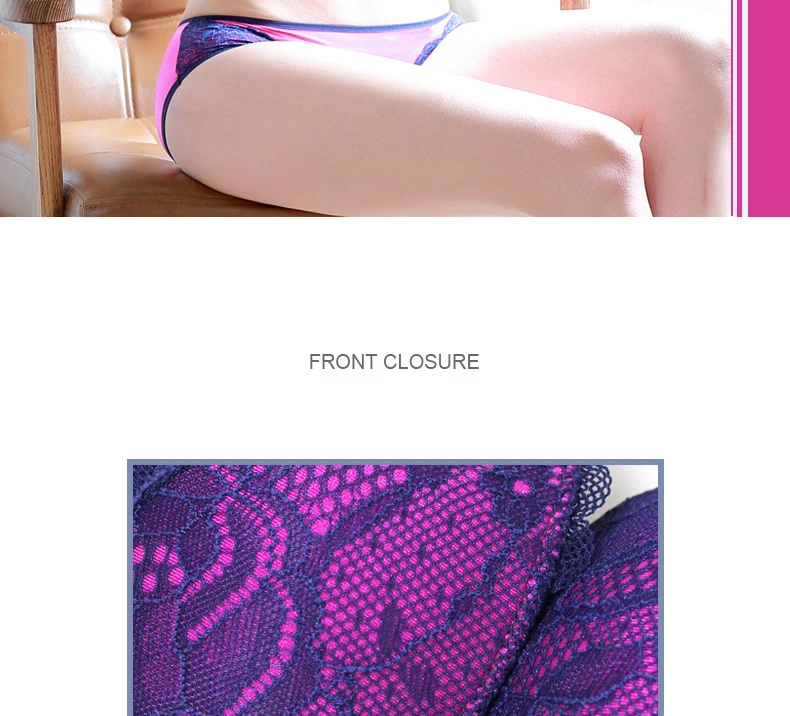 Hot Female Wire Free Front Buckle Lace-Side Fashion Bra New Small Chest Thickening Gathered Bra Beauty Back Sexy Blue Underwear