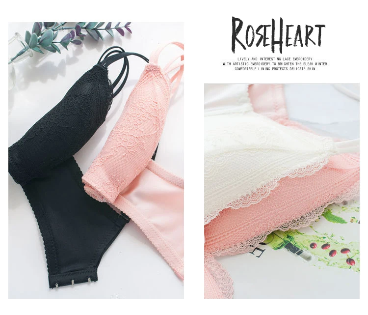 Roseheart, новинка, женское, модное, розовое, черное, сексуальное нижнее белье, кружевной бант, бюстгальтеры, беспроводные, на бретелях, без косточек, хлопковые трусики, пуш-ап, комплекты бюстгальтеров