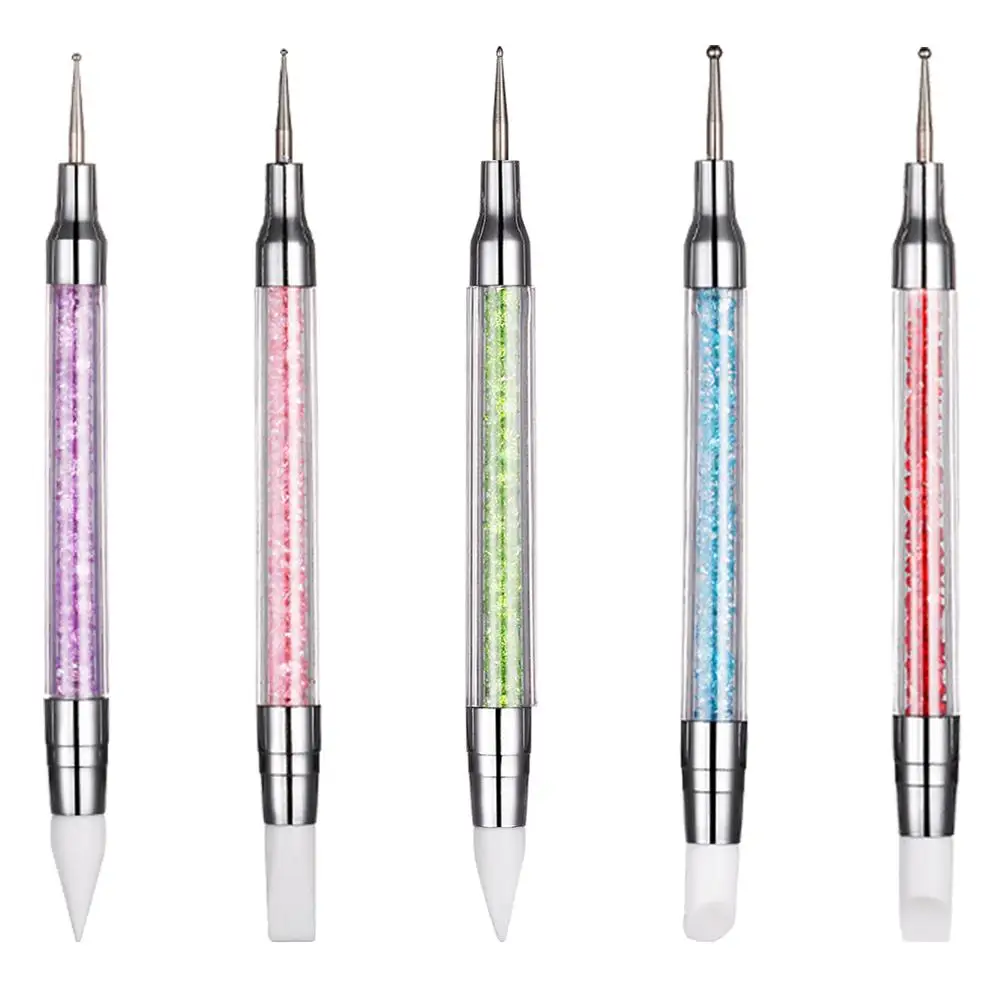 

Soft Silicone Carving Flower Manicure Tools 5pcs Nail Art Pen Brushes Double Head Two Way Use Sculpture Flower Nail Dotting Tool