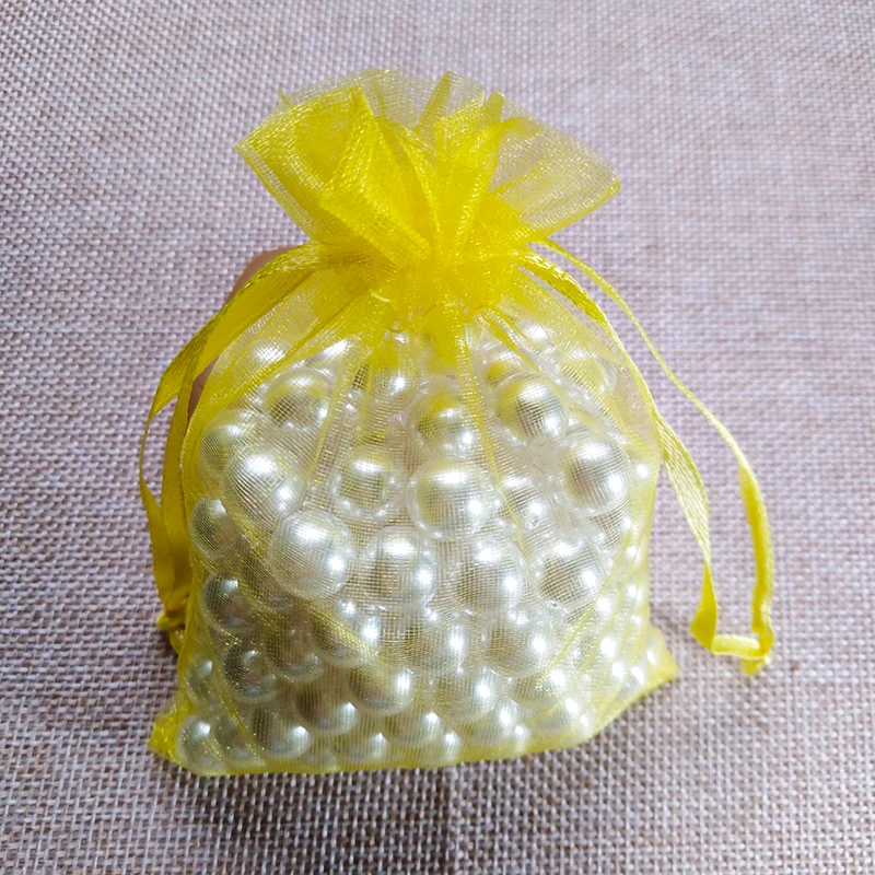 Lemon yellow 100 шт. Подарочный пакет для ювелирных изделий 7x9 9x12 10x15 13x18 см Упаковка из органзы для украшений сумки для свадебной вечеринки Рождественский подарок упаковка сумки - Цвет: Lemon yellow