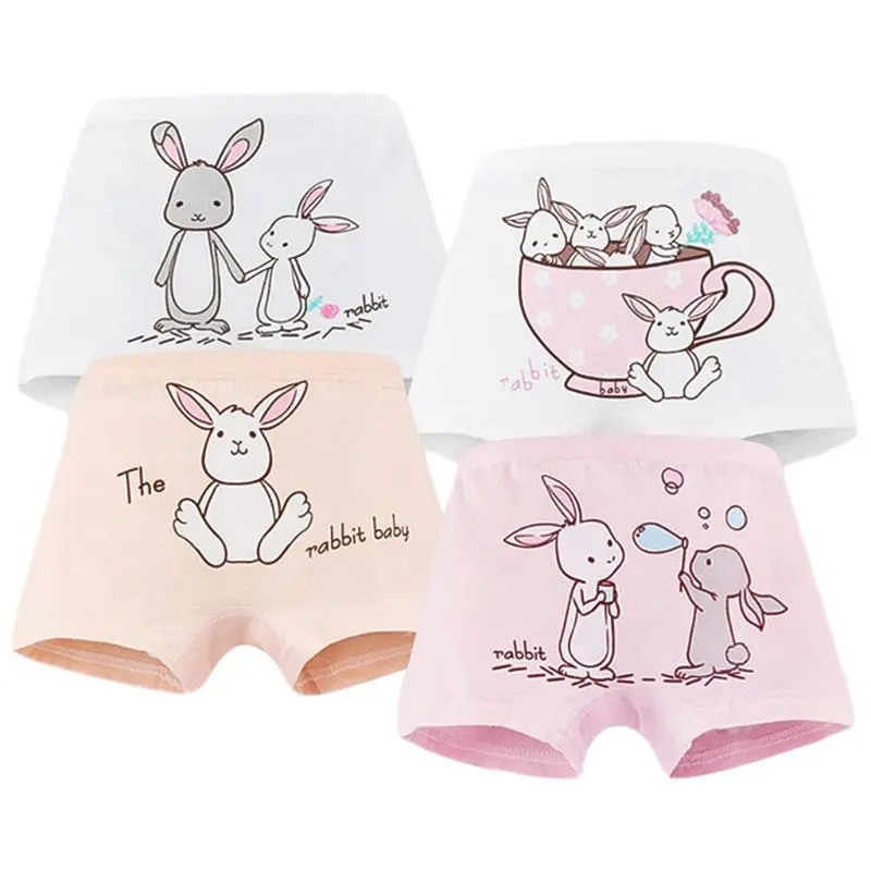 

Хлопковые трусы-боксеры для девочек, нижнее белье с мультяшным принтом кролика для малышей N1HB