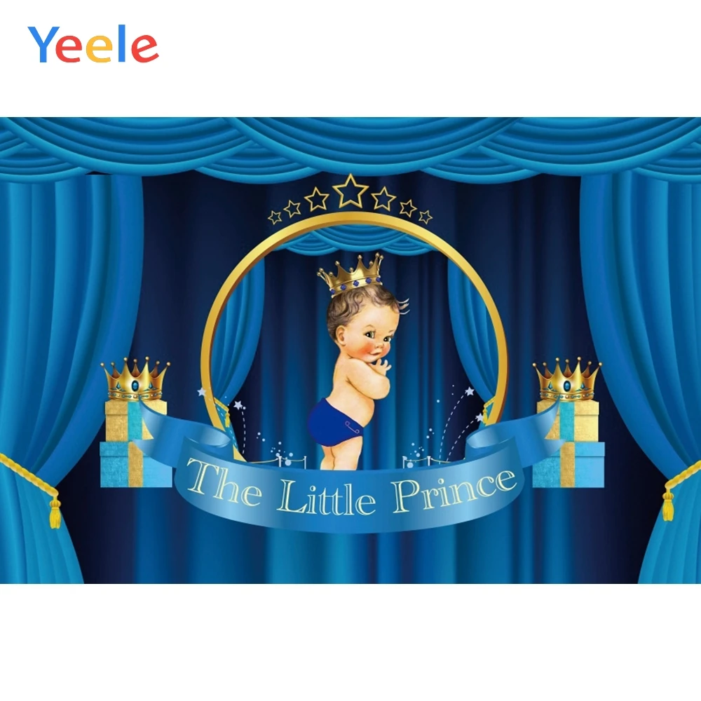 Yeele Baby Shower фон синий занавес новорожденный мальчик принц день рождения