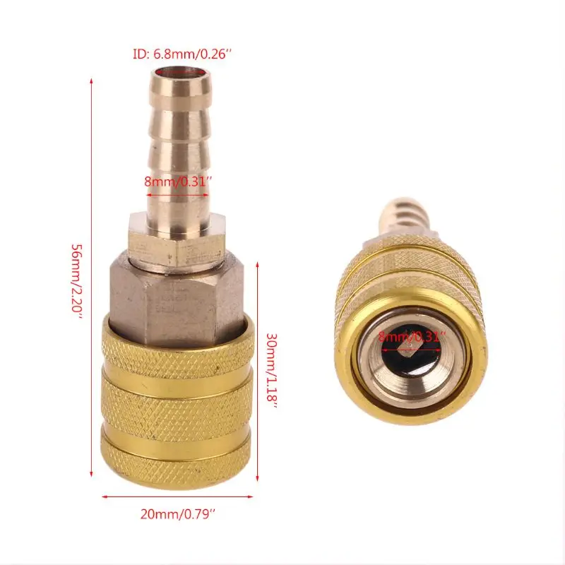 

Hardware Coupler and Plug 8mm Solid Brass Quick Connect Air Fittings 1/4" NPT Thickened Copper Inflatable joint