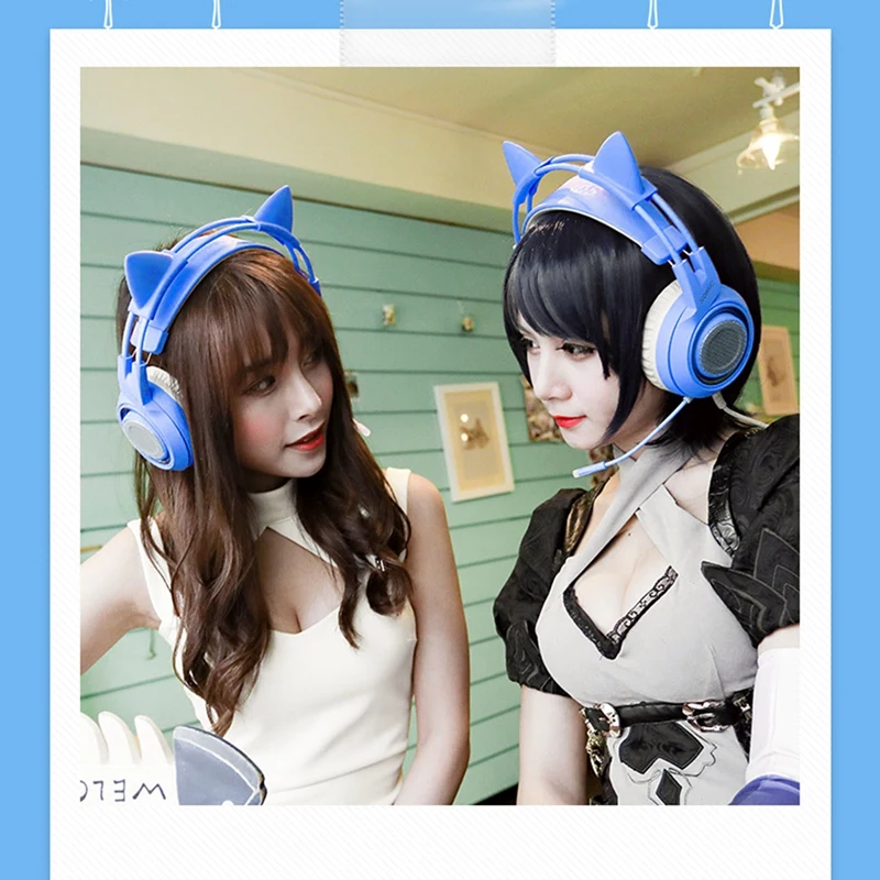 Günstig Somic G952 BLAU Kopf-Montiert Headset Nette Katze Ohr 3,5 MM Gaming Kopfhörer Universal-Noise Reduktion Stereo Kopfhörer