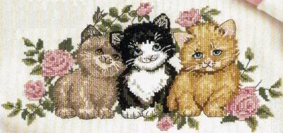 

MM Free Delivery Top Quality Lovely Counted Cross Stitch Kit Kitten Trio Three Cats Kittens Kitty dimensions
