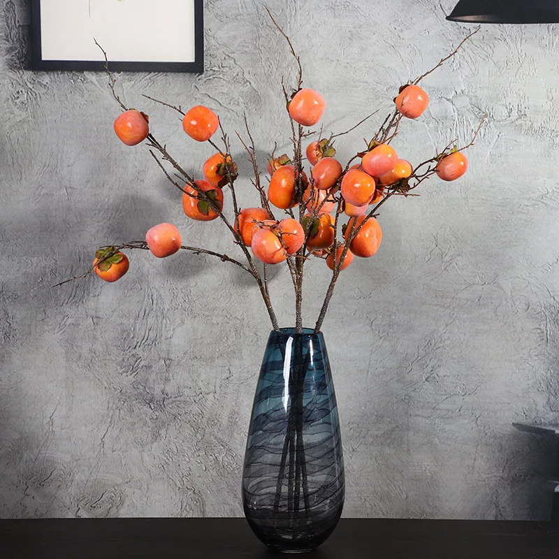 

Table Decoration and Accessor 7/12 Headed Artificial Persimmon Fake Fruit Tree Crafts Berries Home Restaurant Bar Gargen Decor