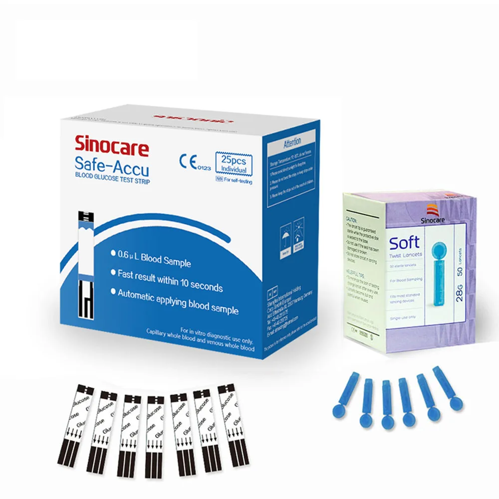 Тест-полоски и Ланцеты для глюкометра Sinocare Safe-Accu | Красота здоровье