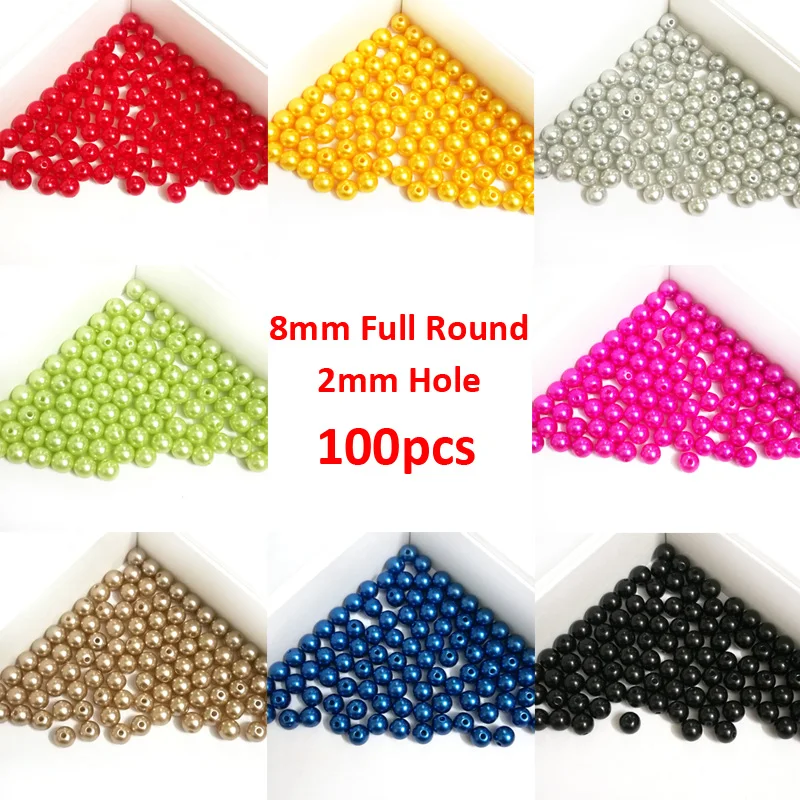 100 шт 8 мм круглый жемчуг пришит с центральным отверстием имитация искусственного
