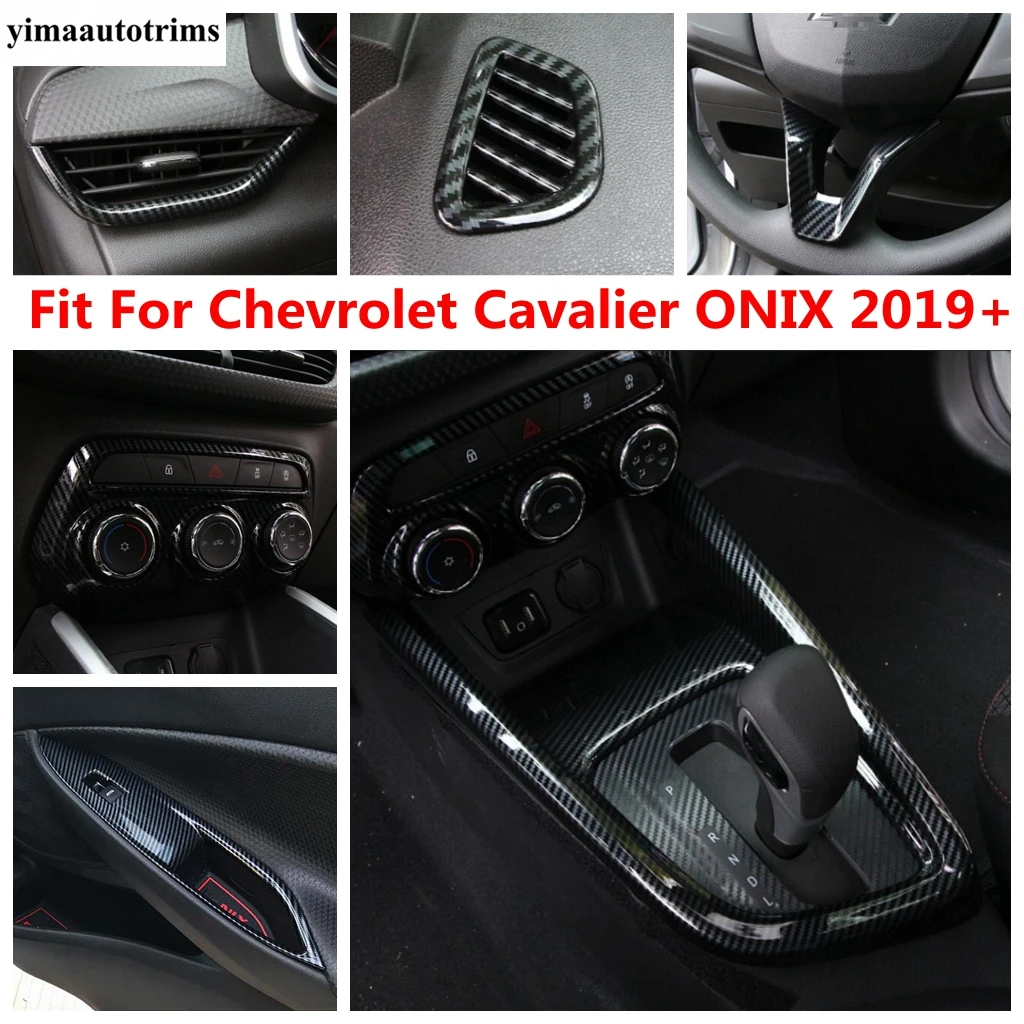 

For Chevrolet Cavalier ONIX 2019 - 2021 Carbon Fiber Accessories Window Lift Wheel Gear Panel AC Air Vent Handle Bowl Cover Trim