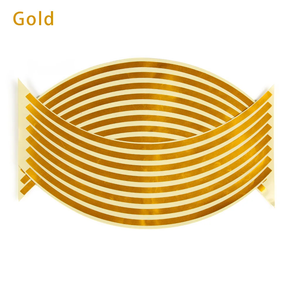 gold 16 шт. наклейки на колеса автомобиля 1" 18" полоски Светоотражающие ободные ленты для мотоцикла автомобильные наклейки - Цвет: gold