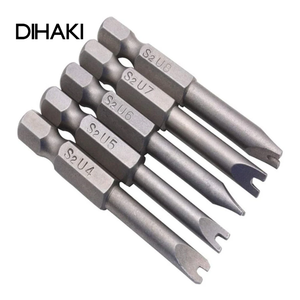 

5Pcs/Set U Shaped Screwdriver Security Bit U4-U8 Tamper Proof Drill Bit Screw Hex Shank Magnetic 50mm Driver Bits Hand Tools Set