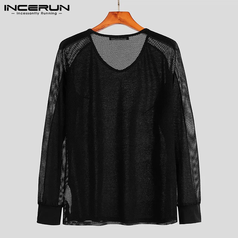 Футболка мужская сетчатая с V-образным вырезом модный топ в стиле пэчворк