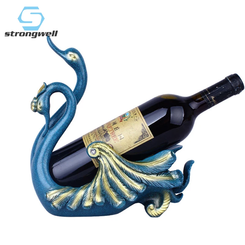 

Strongwell Vintage Wine Rack Double Swan Wine Holder Crafts Home Decoration Animal Statue Mniature Model Ornament Aerware Gifts