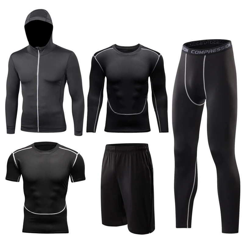 Мужские спортивные комплекты для бега компрессионные дышащие|Наборы бега| |