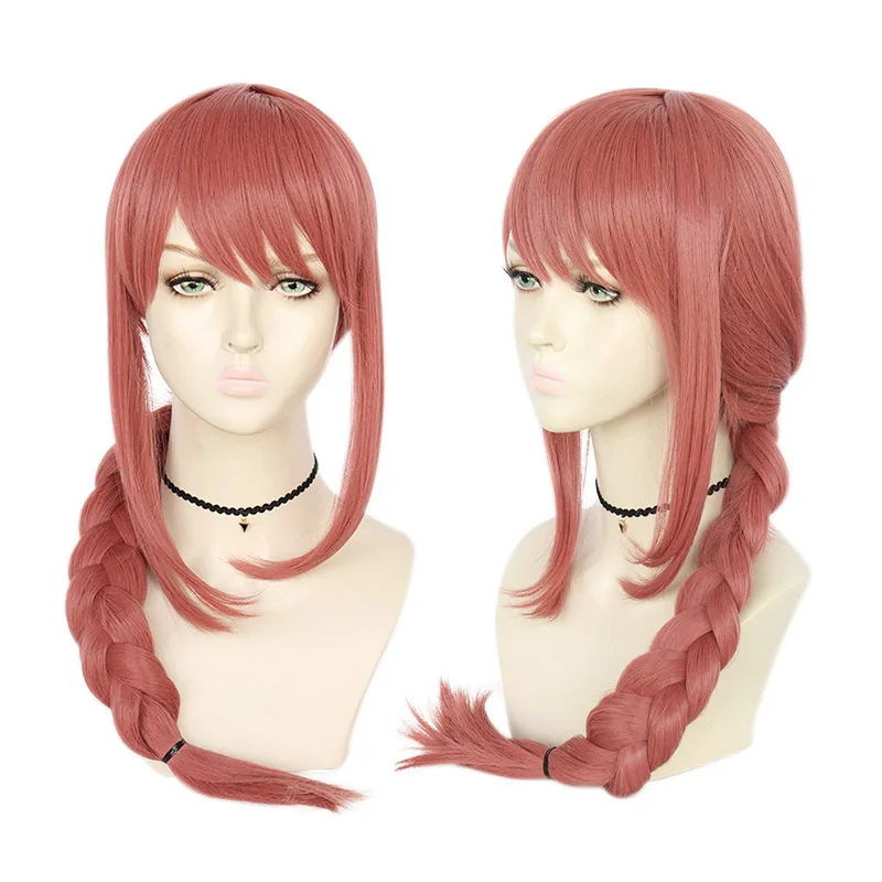 

Anime Chainsaw Man Makima Cosplay Wig Pink Braided Long Hair Heat Resistant Synthetic Halloween Cosplay Prop Role Play Accessory
