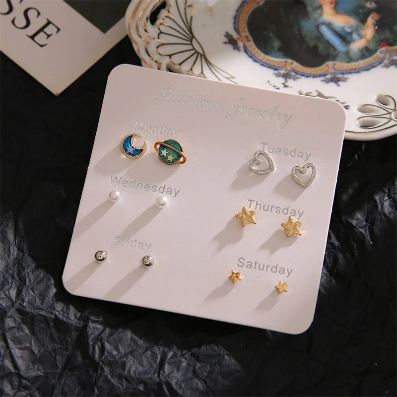 Набор мини-сережек с кристаллами квадратными листьями и жемчугом 2020 | Украшения