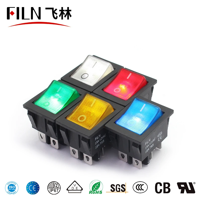 

ON-ON 15A/12V rocker switch Heavy Duty 6 pin nonwatertight T85 led illuminated rocker switch with light