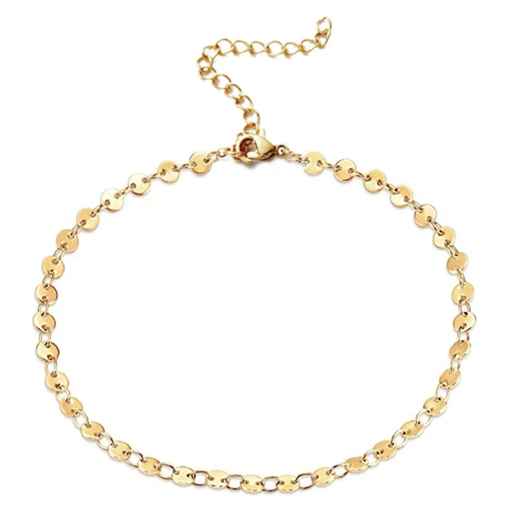 

Stainless Steel Round Sequins Disc Coin Link Chain Bracelet for Women Girls Handmade Bracelets Simple Jewelry Gifts