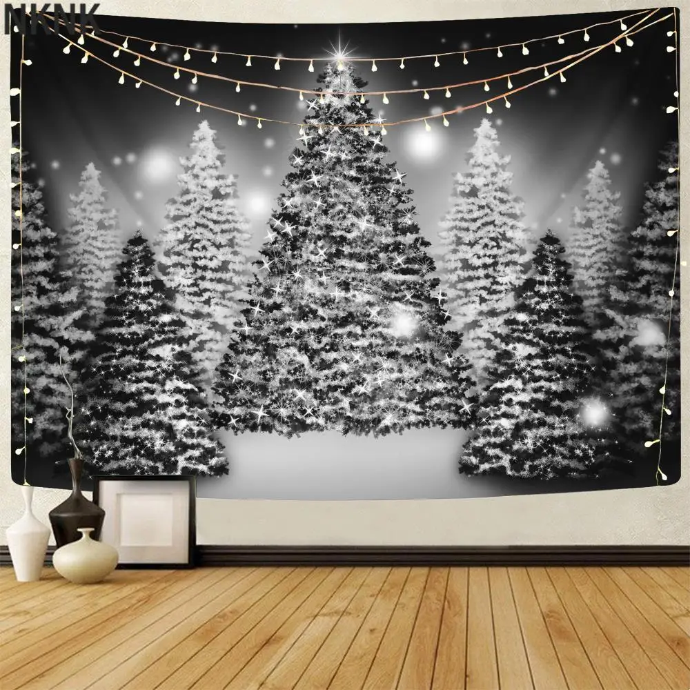 NKNK Brand Christmas Tapestry Christmas Tree 3D Print Shine Wall Rugs Party Wall Tapestry Wall Hanging Boho decor Premium Funny