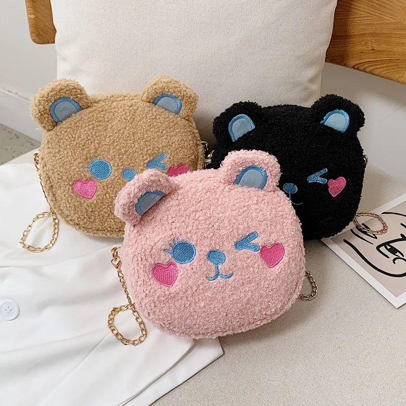 

Women Plush small bag female bag new lamb velvet cute small round bag girl single shoulder messenger bag