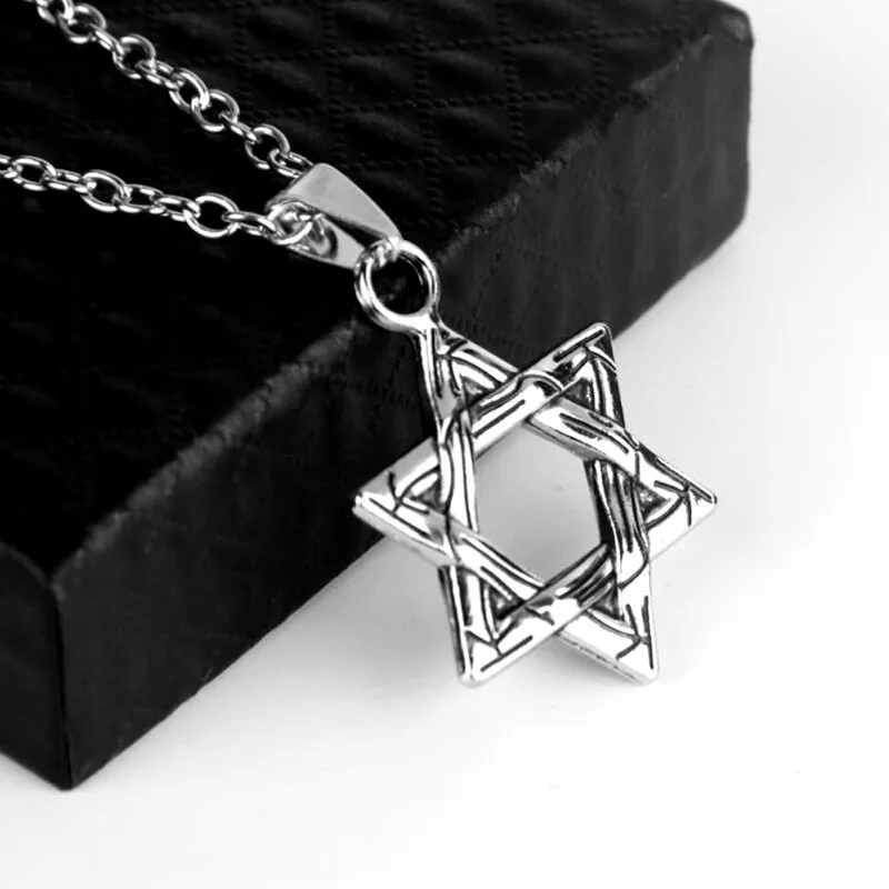 

New Retro Style Six-pointed Star Male and Female Hip-hop Pendant Pendant Long Accessories Fashion Jewelry with 70cm Chain