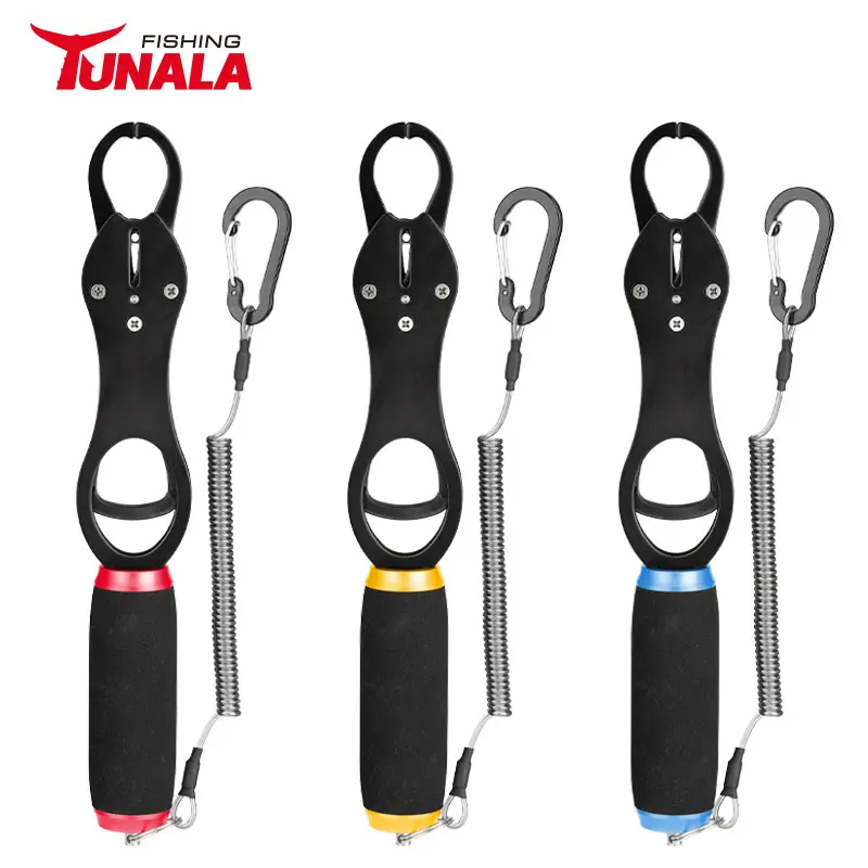 

TUNALA Professional Fishing Grip Tool Stainless Steel Fish Lip Grabber with Non-Slip EVE Handle Elastic Anti-Lost Hand Strap