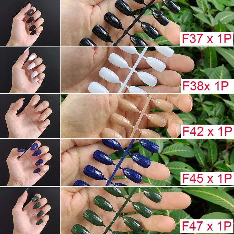 F9-5PCs Mix Colors 18 смешанных цветов короткие круглые кончики для Ногтей Полное покрытие накладные кончики для Ногтей пресс на поддельные ногти яркие цвета - Цвет: F9-5PCs Mix Colors