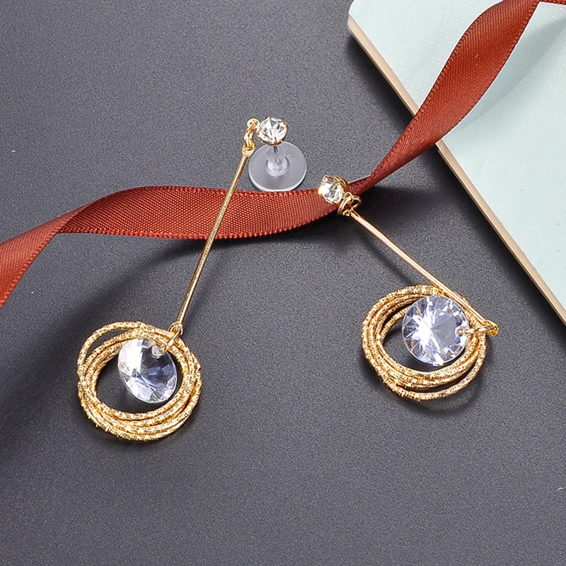 CARTER LISA золотой круг прозрачный кристалл кулон массивные серьги-капли для женщин